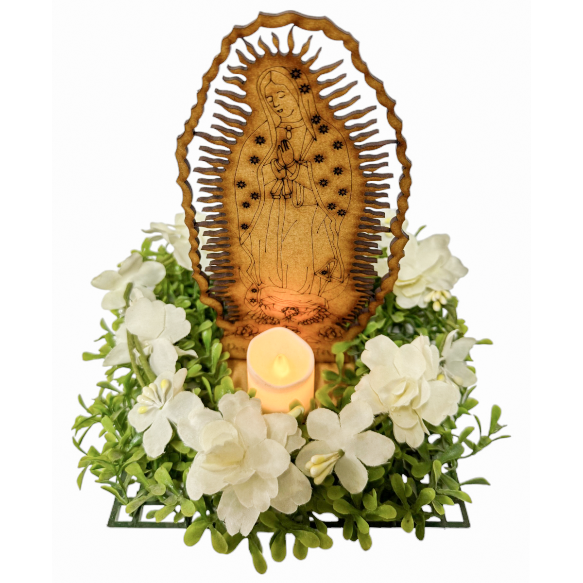 🕊️ Virgen de Guadalupe en MDF con base personalizada 🕊️ 25cm 12pz RB95