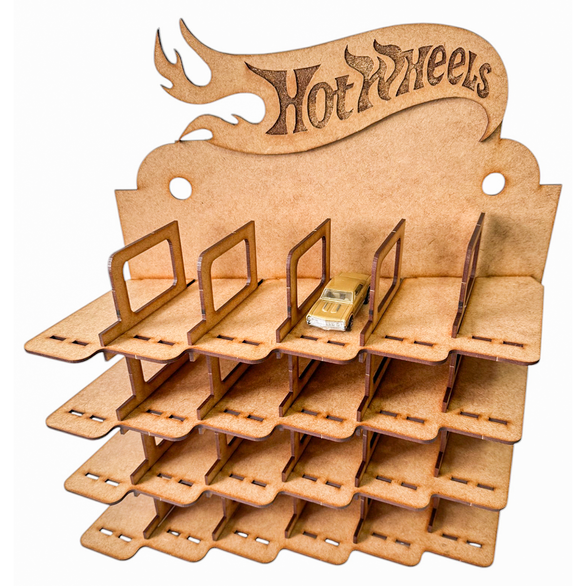 🚗🔥 Repisa Organizadora Hot Wheels en MDF – Para 35 Carritos 🏁✨ OE37