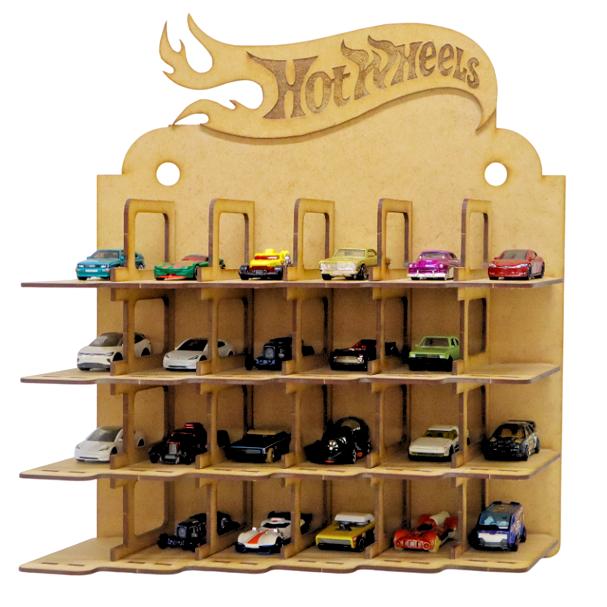 🚗🔥 Repisa Organizadora Hot Wheels en MDF – Para 35 Carritos 🏁✨ OE37
