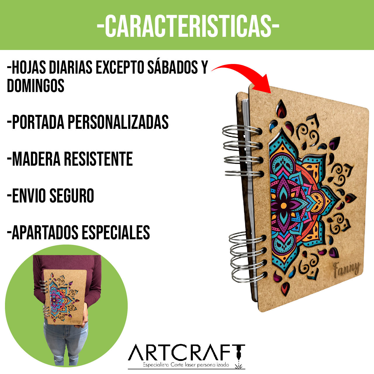 📔✨ Agenda Diaria | Una hoja por día | Ejecutiva | Personalizable | Portada de madera | AG01 🌳🖊️