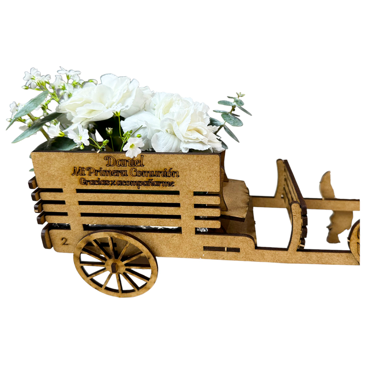 Carreta Decorativa de MDF con Caballos – Personalizable 🎠 10pz RB49