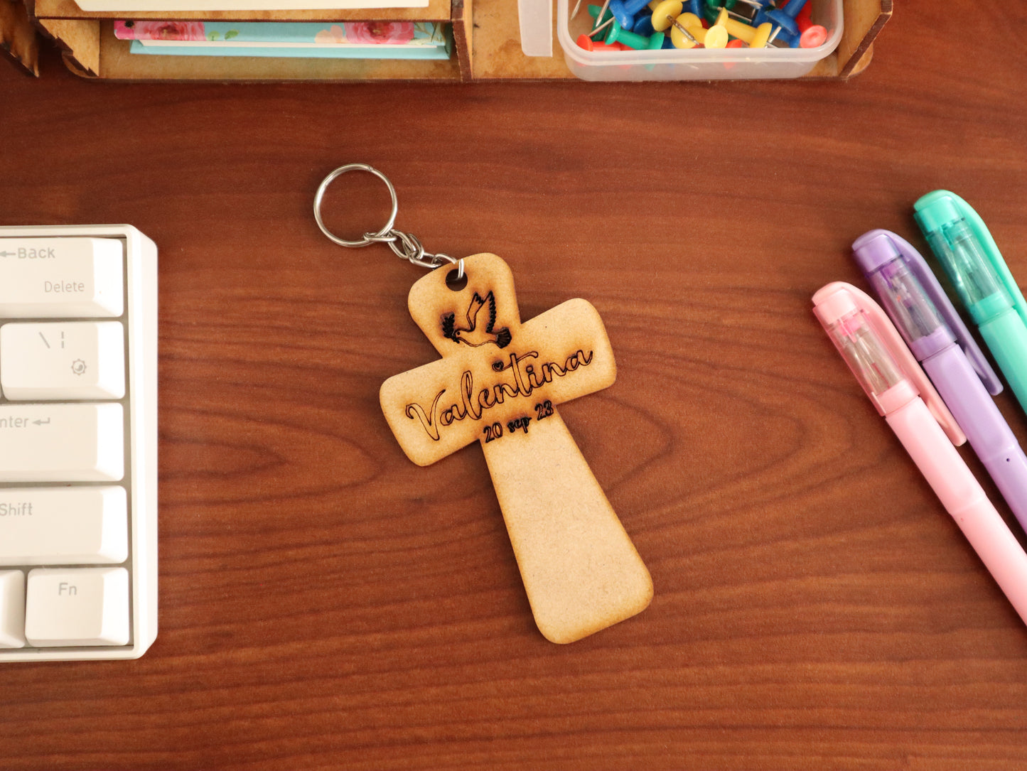 ✝️✨ Llavero cruz personalizada para bautizo, primera comunión o confirmación 💒🕊️ 30pz RB109