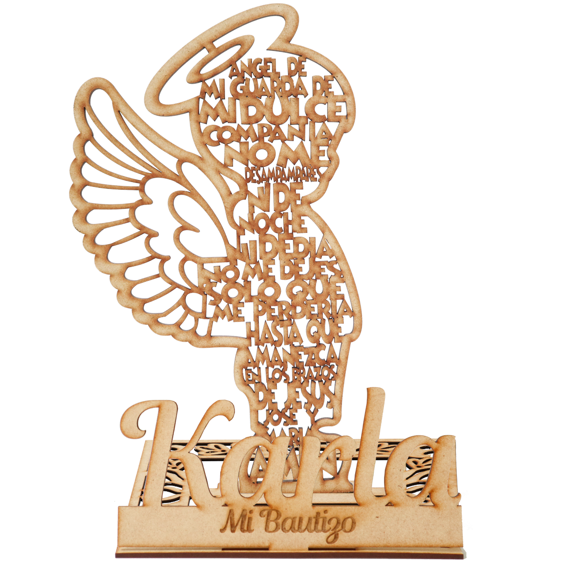 🙏 Recuerdo de Bautizo con Ángel en MDF – Personalizable con Nombre ✨ 5pz RB61
