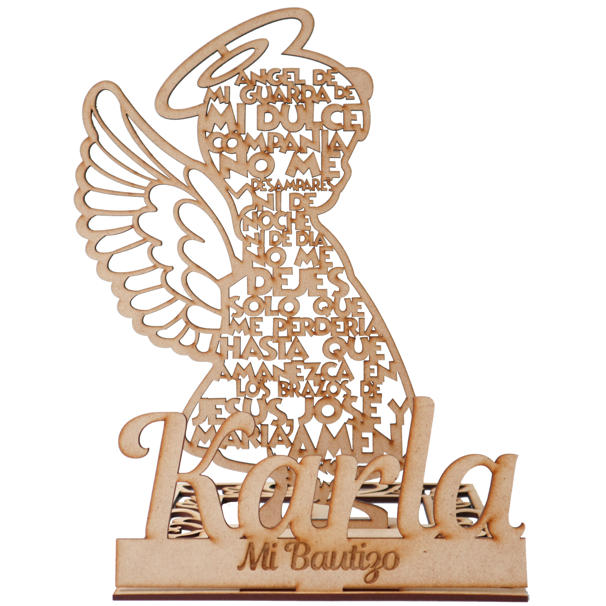 🙏 Recuerdo de Bautizo con Ángel en MDF – Personalizable con Nombre ✨ 5pz RB61
