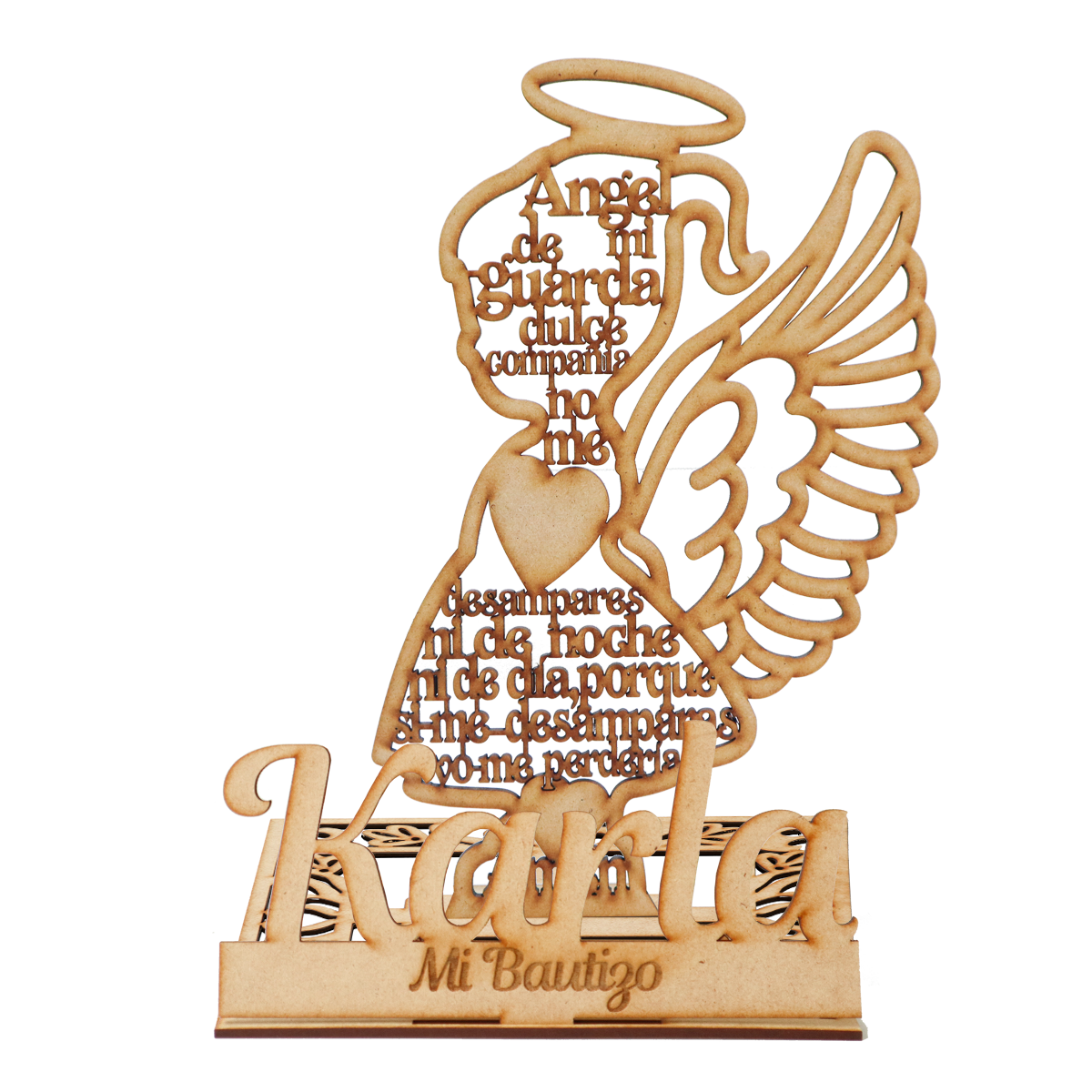🙏 Recuerdo de Bautizo con Ángel en MDF – Personalizable con Nombre ✨ 5pz RB61