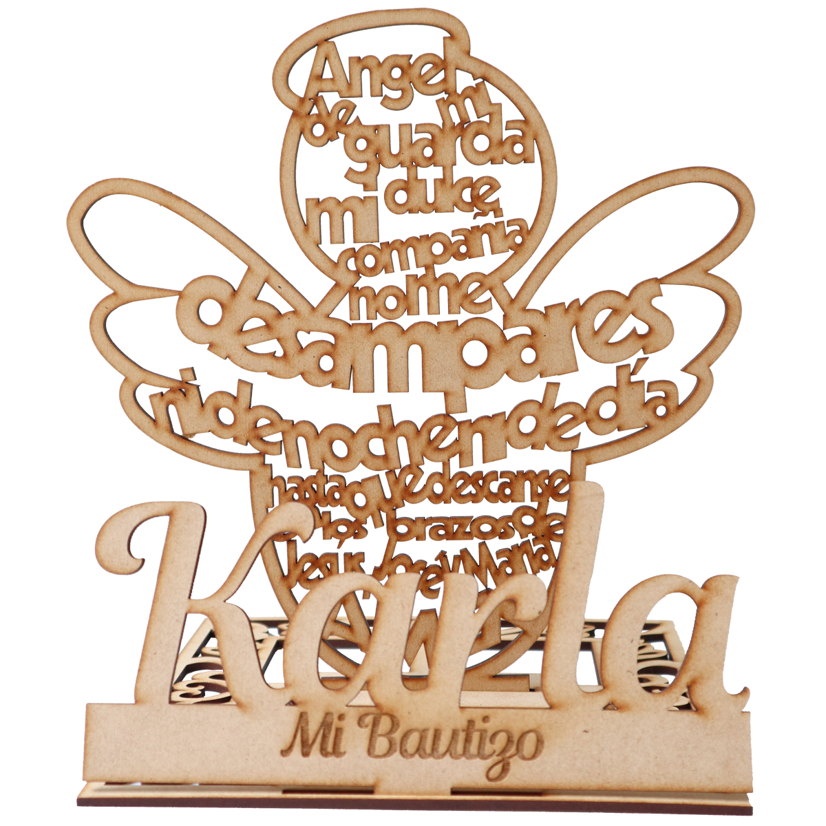 🙏 Recuerdo de Bautizo con Ángel en MDF – Personalizable con Nombre ✨ 5pz RB61