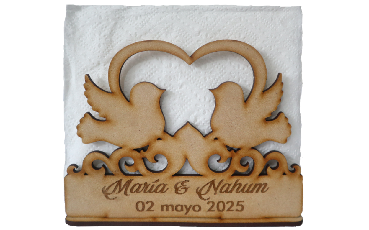 🕊️ Servilletero de amor personalizado - Ideal para bodas 💍 12pz UE06