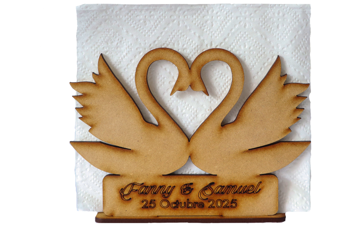 🦢 Servilletero personalizado con cisnes y corazón 🦢 12pz UE10
