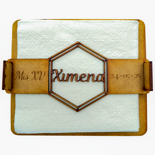 🔷 Servilletero Hexagonal Personalizado para XV Años 💫 10pz UE26