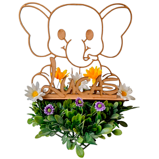 🎉 Elefante decorativo personalizado en MDF 🐘✨ 30cm 10pz RB92