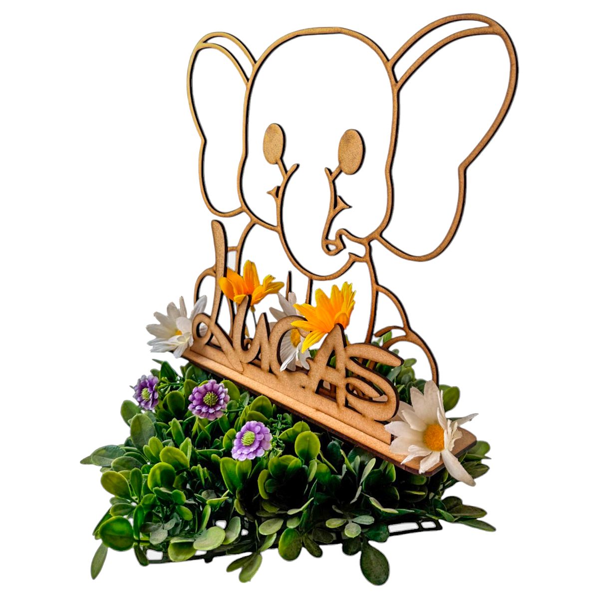 🎉 Elefante decorativo personalizado en MDF 🐘✨ 30cm 10pz RB92