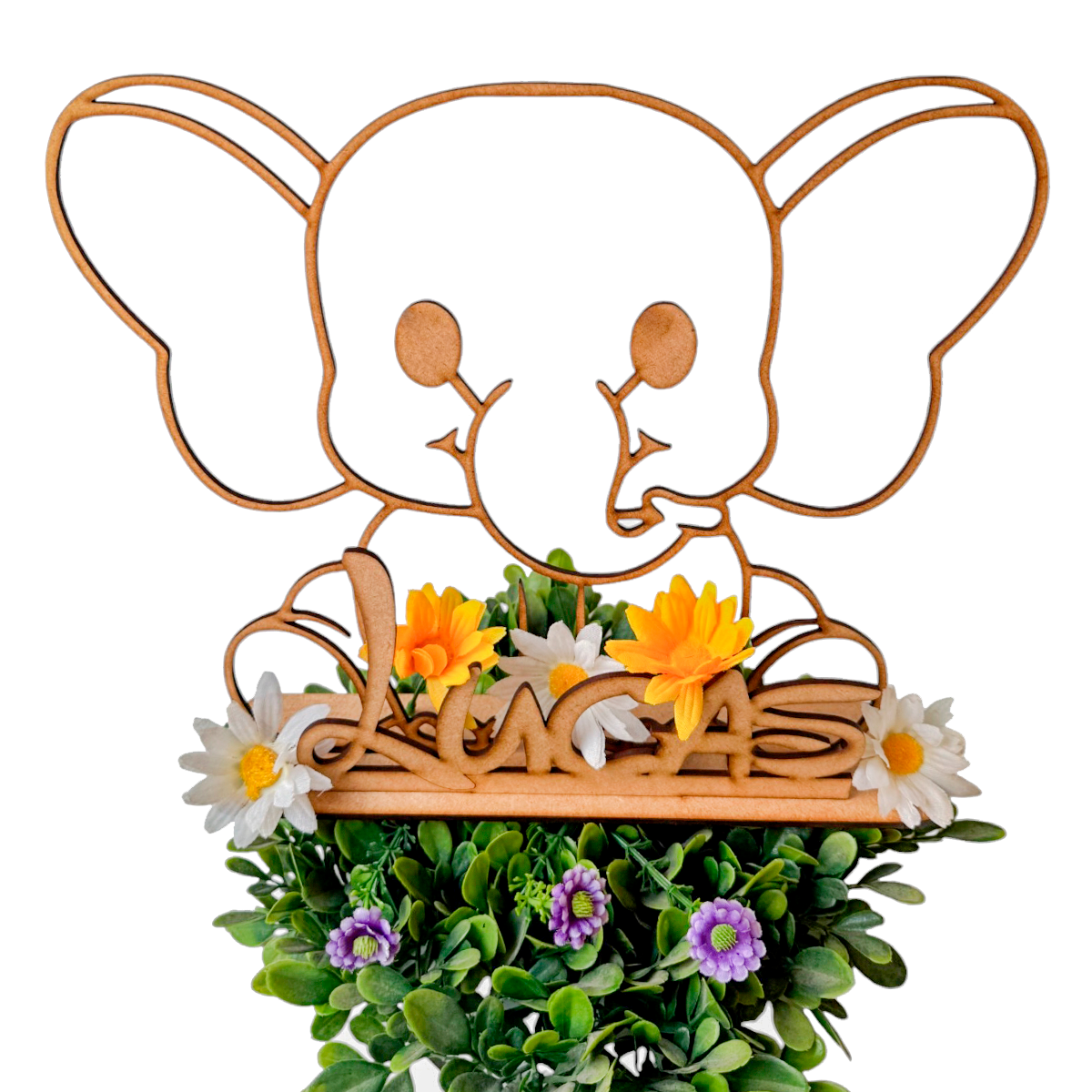 🎉 Elefante decorativo personalizado en MDF 🐘✨ 30cm 10pz RB92