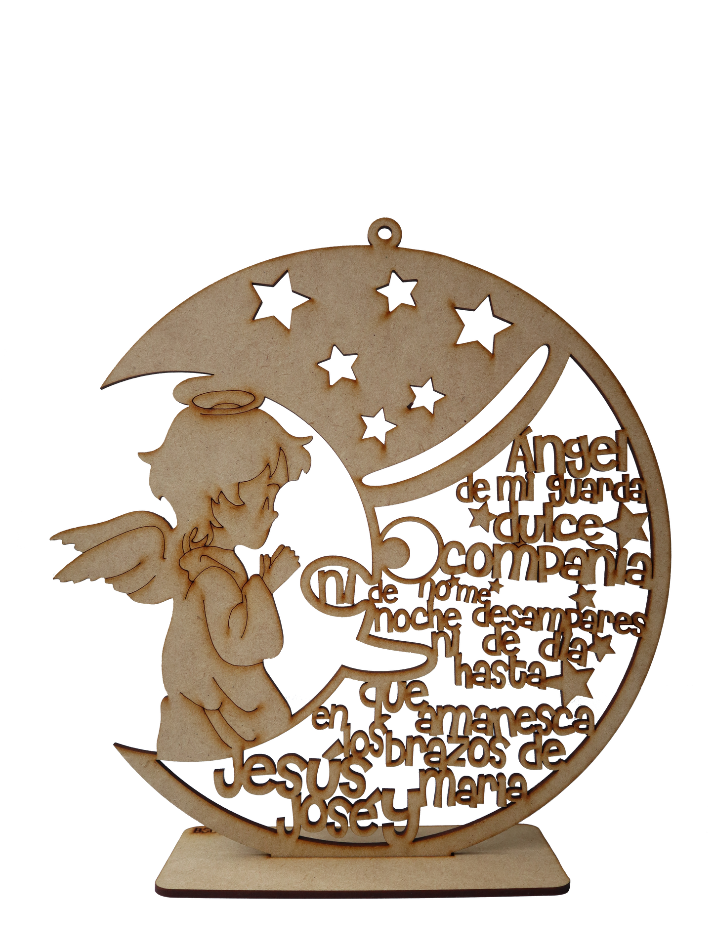 🕊️ Ángel de la Guarda MDF con Oración — Decoración Espiritual para Niños 🛐✨  10pz RB39