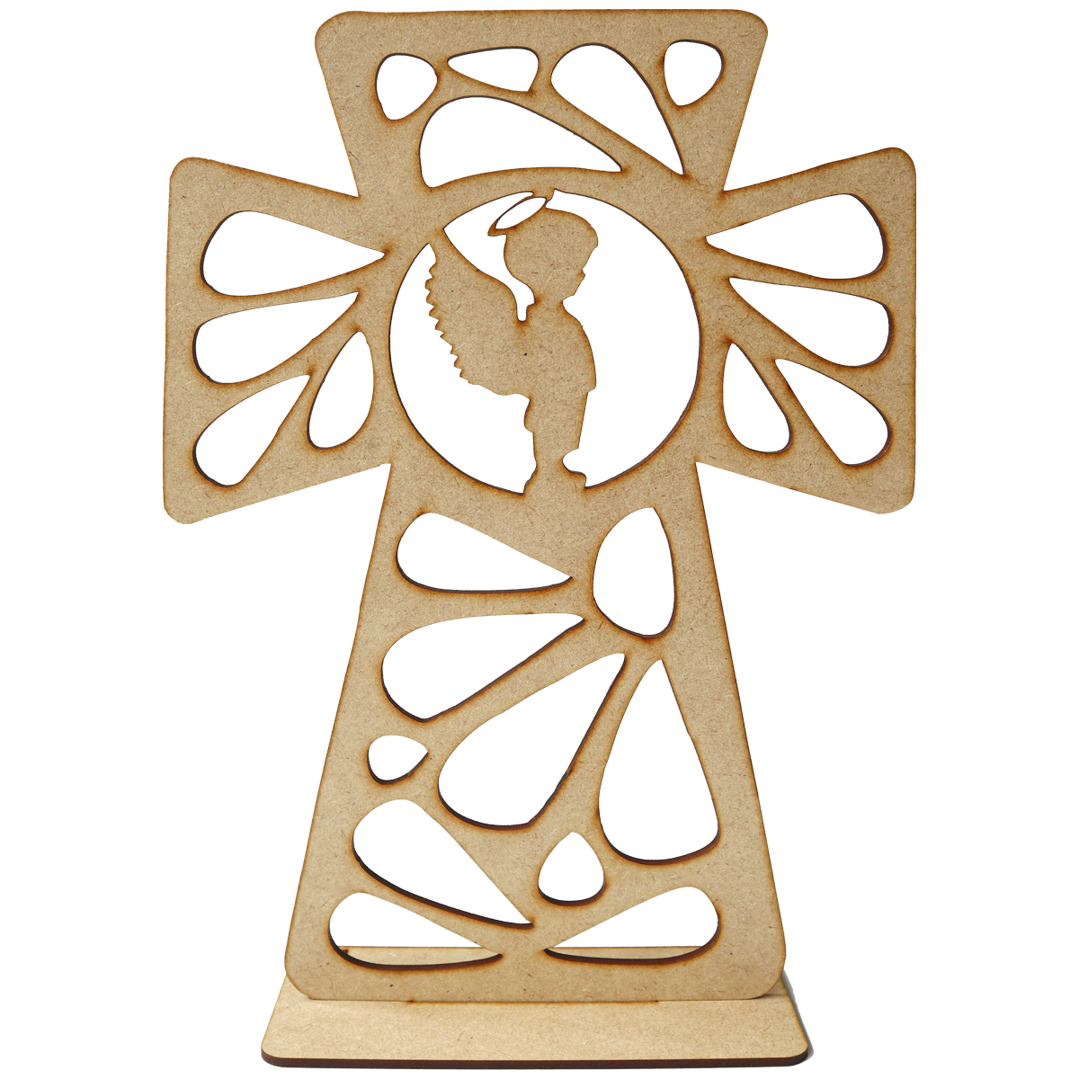 ⛪ Cruz decorativa con ángel — MDF con diseño moderno 🕊️ 10pz RB37