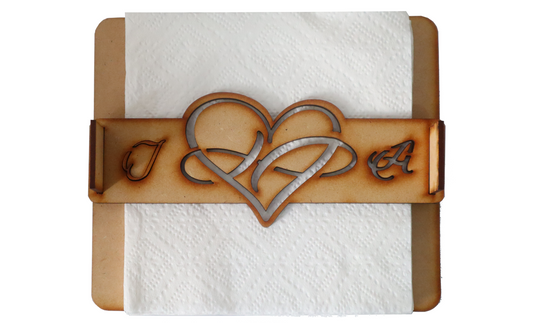💞 Servilletero Personalizado con Corazones entrelazados y Letras Iniciales 💌 10pz UE24
