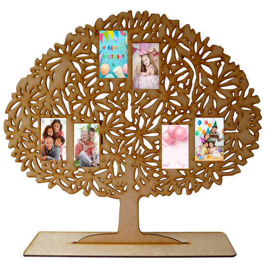 📸 Árbol Genealógico Porta Retratos de MDF | Diseño Floral con Corte Láser RB50