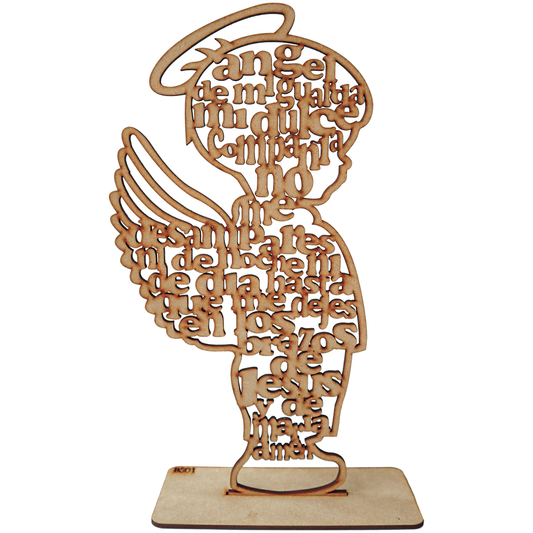 Ángel de Guarda con Oración – Figura Decorativa en MDF para Bautizo, Primera Comunión 10pz RB23