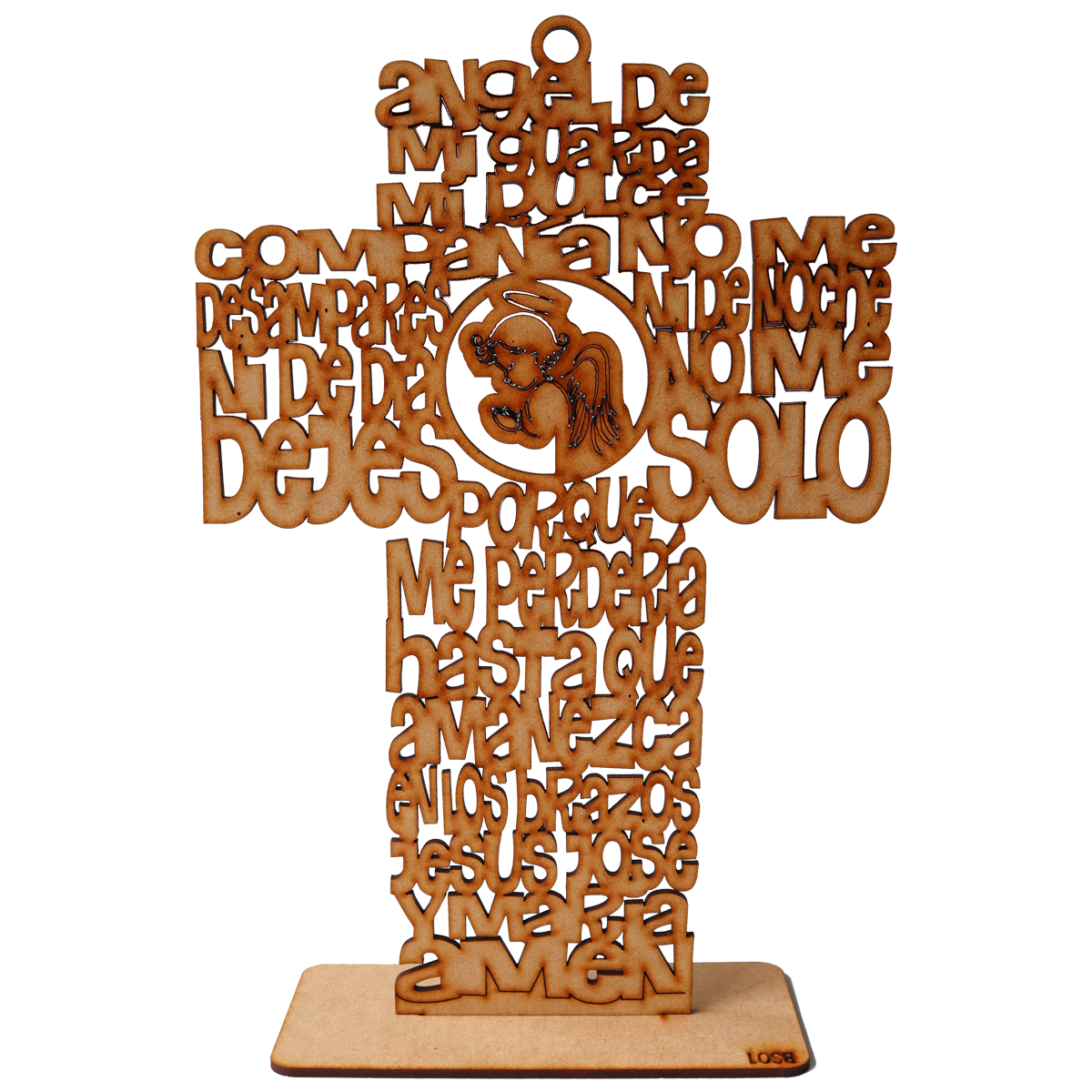 🕊️ Cruz decorativa en MDF con oración del ángel de la guarda – Recuerdo espiritual con diseño único en corte láser RB30 10pz