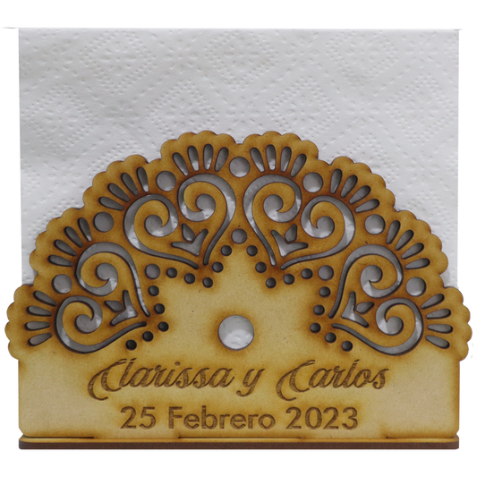 💍 Servilletero Personalizado – Diseño Mandala Corazón 🕊️ 12pz UE32