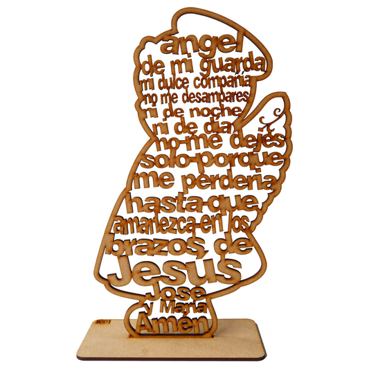 Ángel con Oración "Ángel de mi guarda" MDF Decorativo 🙏 10pz RB22