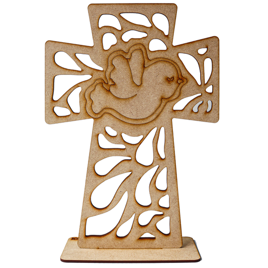✨ Cruz Decorativa de MDF con Paloma – Ideal para Recuerdos de Bautizo o Comunión ✨  10pz RB44