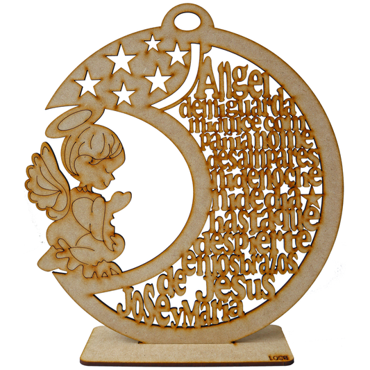 🕊️ Angelito con oración del Ángel de la Guarda – Recuerdo religioso en MDF personalizado 10pz Rb29