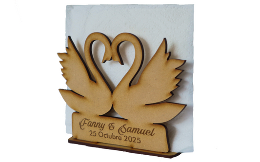 🦢 Servilletero personalizado con cisnes y corazón 🦢 12pz UE10