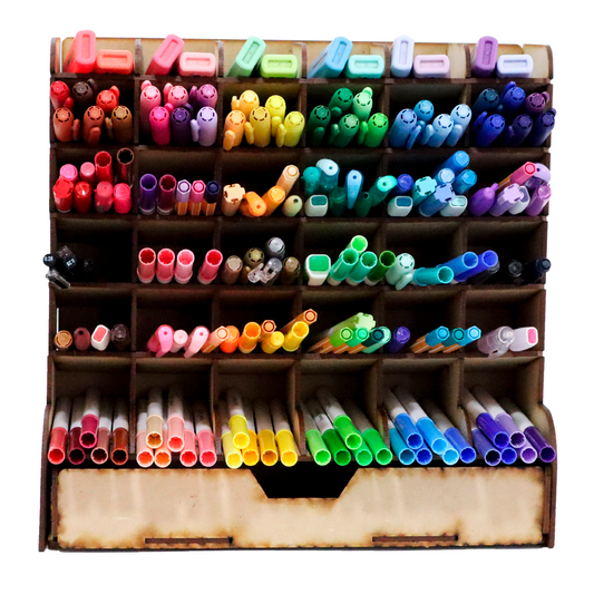 📚 Organizador Vertical de Escritorio con 10 Compartimentos – MDF Organizador de Plumones con Compartimentos – Ideal para Escritorio OE05