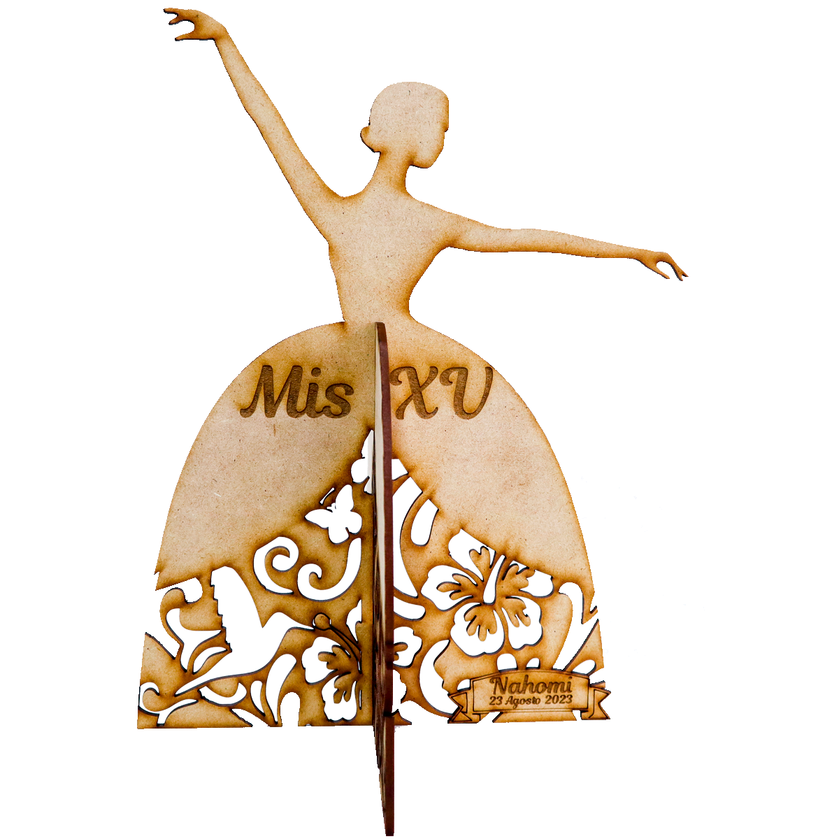 🎀 Recuerdo de XV Años Bailarina de MDF con Corte Láser Personalizado 🎀  10pz RB48