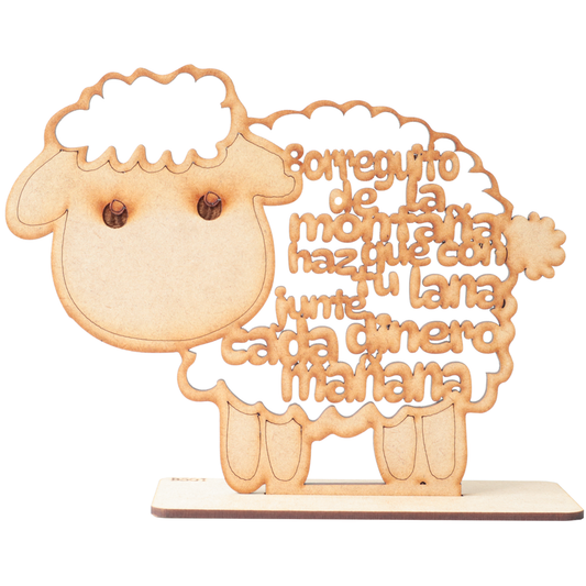📝 Figura Decorativa MDF "Borreguito Ahorro" con Frase Grabada 🐑  10pz RB43