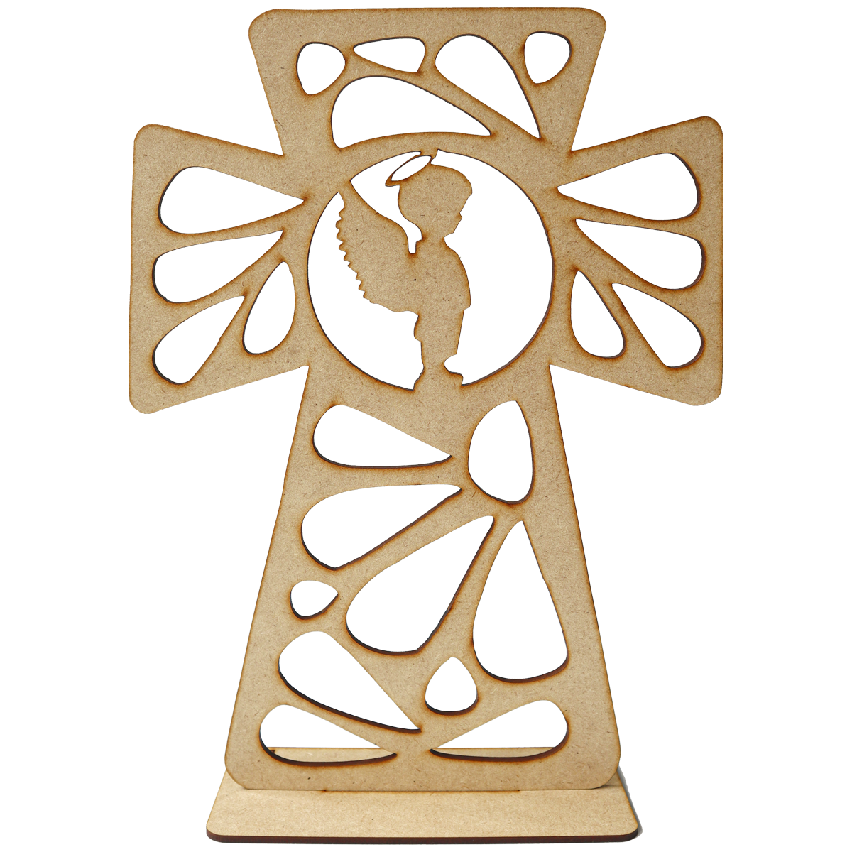 ⛪ Cruz decorativa con ángel — MDF con diseño moderno 🕊️ 10pz RB37
