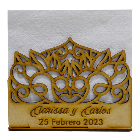 💍 Servilletero Personalizado para Boda – Modelo Encaje Floral 🌸 12pz UE29