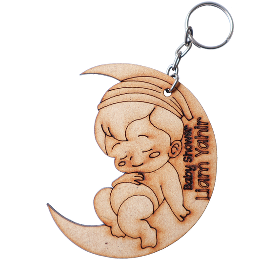 🌙👶 Llavero de bebé dormido en la luna personalizado 🍼✨ 30pz RB107
