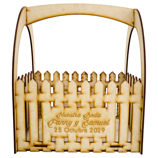 🎀 Canasta de MDF Personalizada para Recuerdos de Boda o XV Años 🎀 5pz RB47