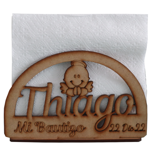 🕊️ Servilletero Personalizado para Bautizo – Modelo Angelito ✨ 12pz UE28