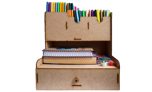 🗂️ Organizador de Escritorio con Cajón y Porta Plumones – MDF ✏️📚 | OE09