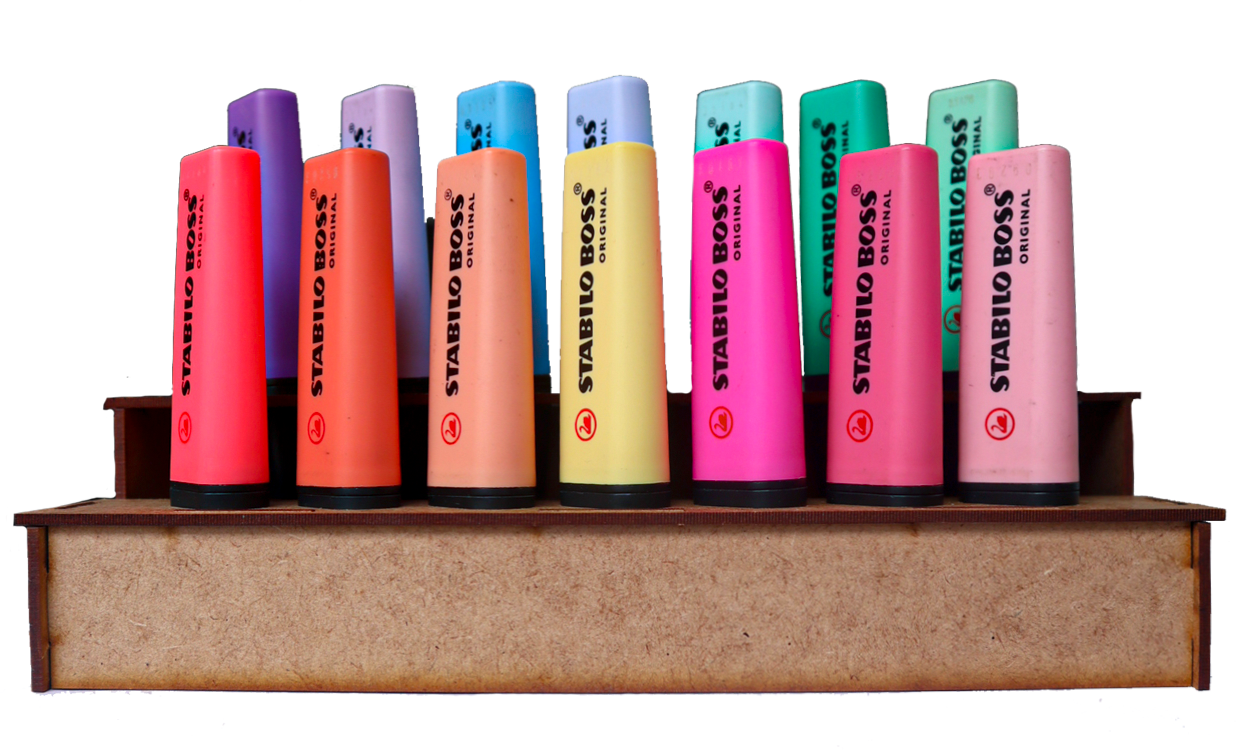 🟫 Organizador de MDF para Marcatextos Stabilo Boss – 2 Niveles OE02