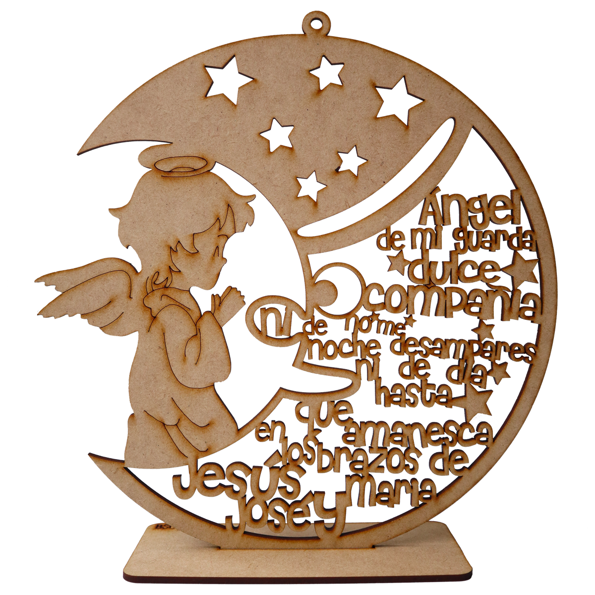 🕊️ Ángel de la Guarda MDF con Oración — Decoración Espiritual para Niños 🛐✨  10pz RB39