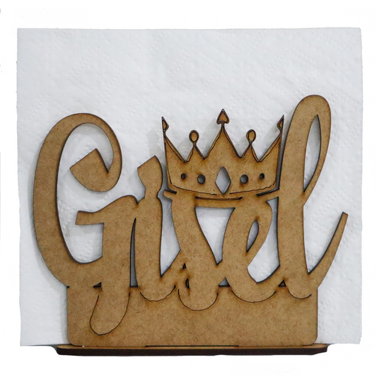 👑 Servilletero personalizado con corona – Modelo Princesa 🎉✨ 12pz UE43