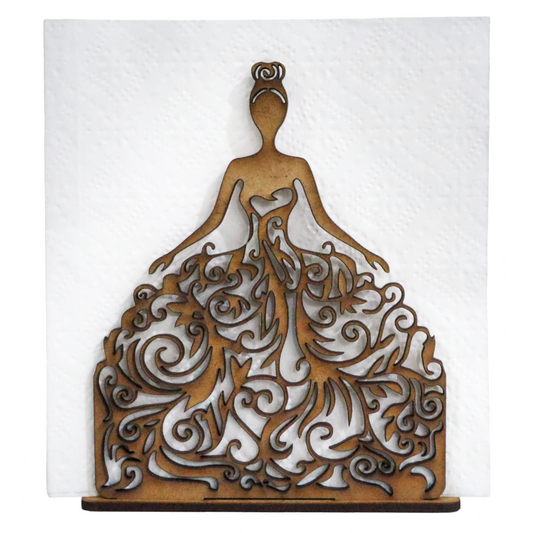 👗✨ Servilletero Princesa con Vestido Calado – Elegancia para tu evento 💫🎀 12pz UE44