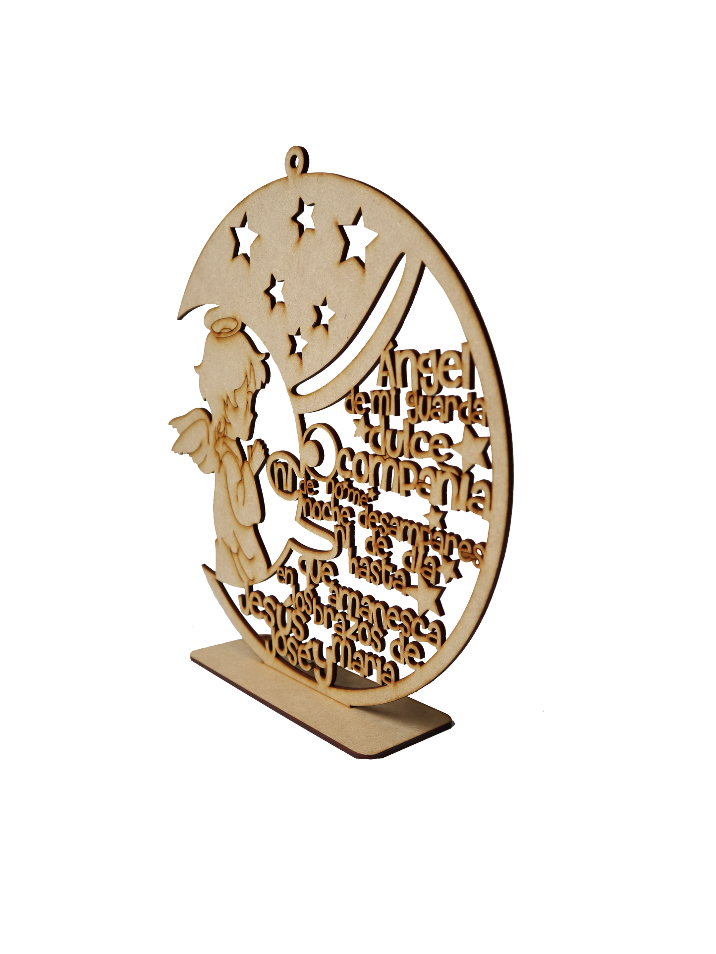 🕊️ Ángel de la Guarda MDF con Oración — Decoración Espiritual para Niños 🛐✨  10pz RB39
