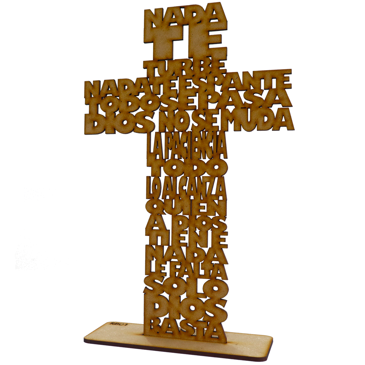 Cruz con oración "Nada te turbe" en MDF – Set de 10 piezas