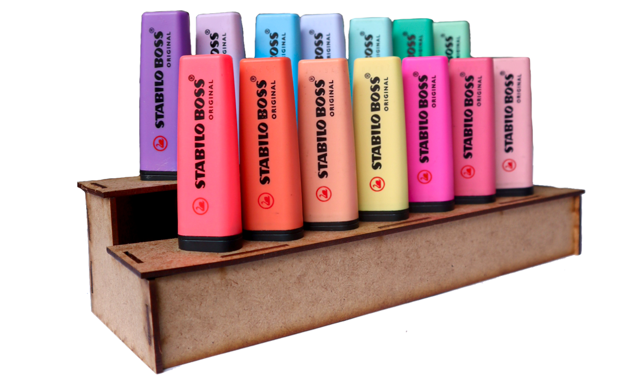 🟫 Organizador de MDF para Marcatextos Stabilo Boss – 2 Niveles OE02