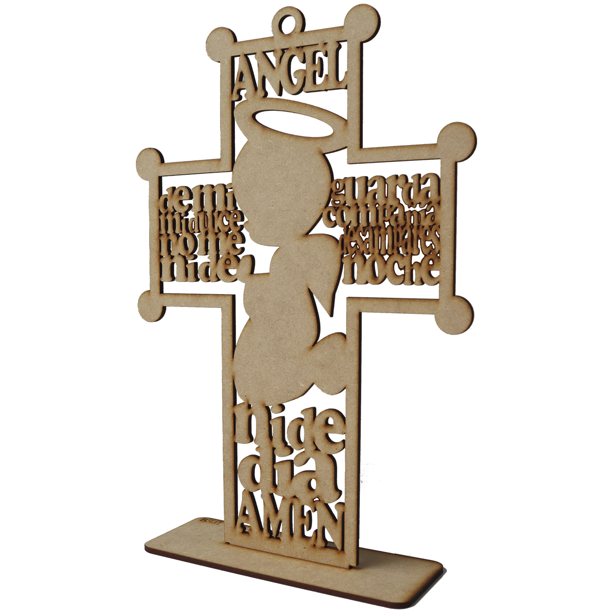 ✨ Cruz Ángel de la Guarda con Niño Orando – MDF decorativo 🙏 10pz RB32