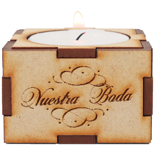 🕯️✨ Cajita Porta Vela Personalizada en MDF – Ideal para Recuerdos ✨🕯️ 30pz RB115