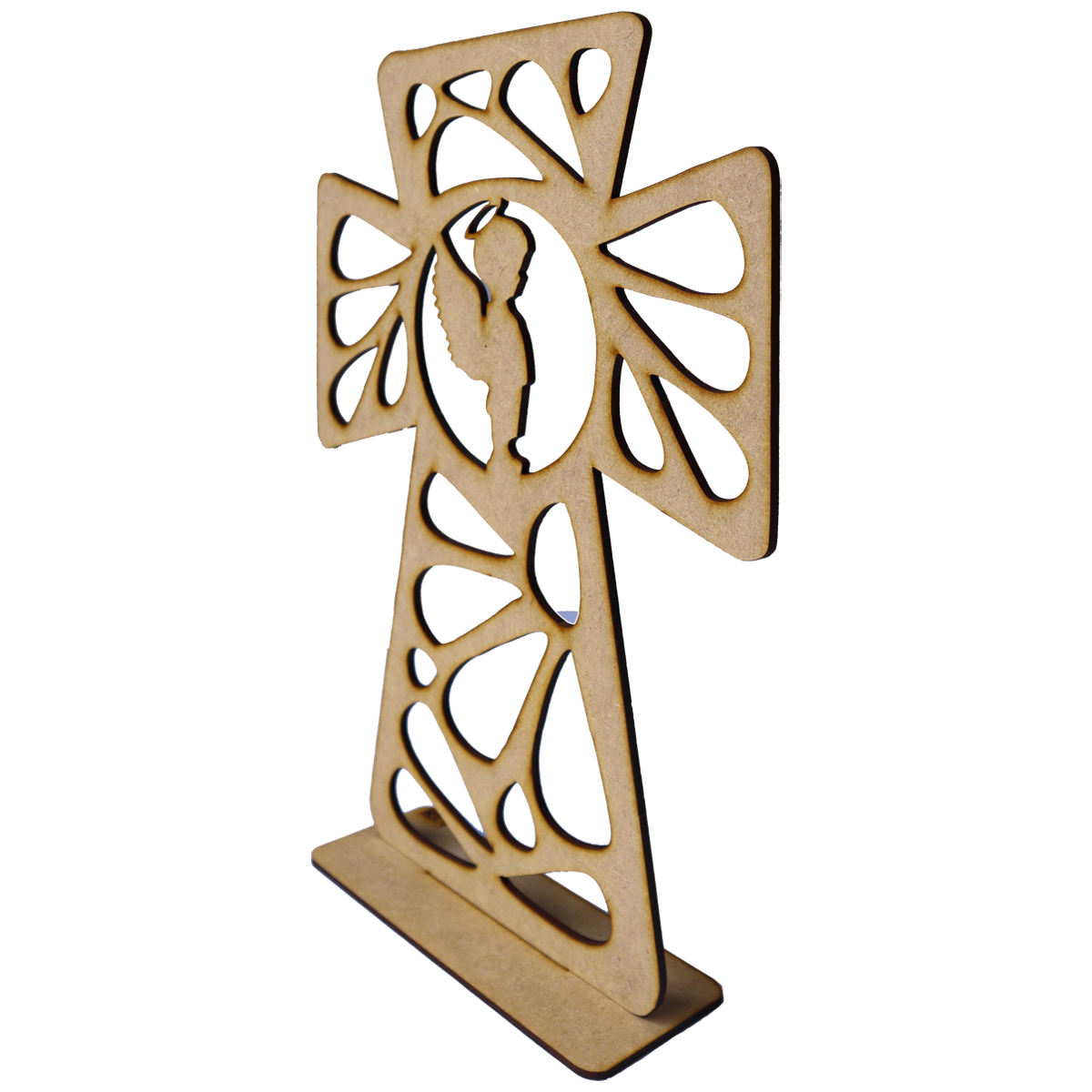 ⛪ Cruz decorativa con ángel — MDF con diseño moderno 🕊️ 10pz RB37