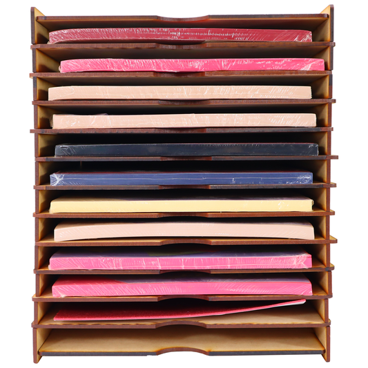 📁✨ Organizador vertical de MDF con 13 compartimentos para hojas 📄 OE34
