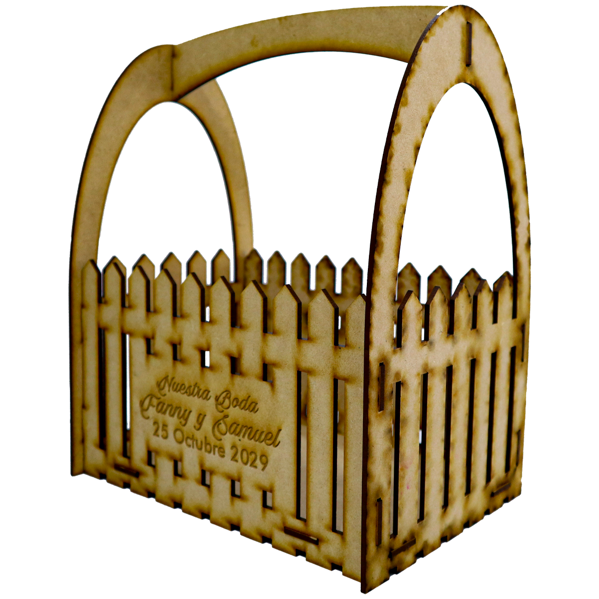 🎀 Canasta de MDF Personalizada para Recuerdos de Boda o XV Años 🎀 5pz RB47