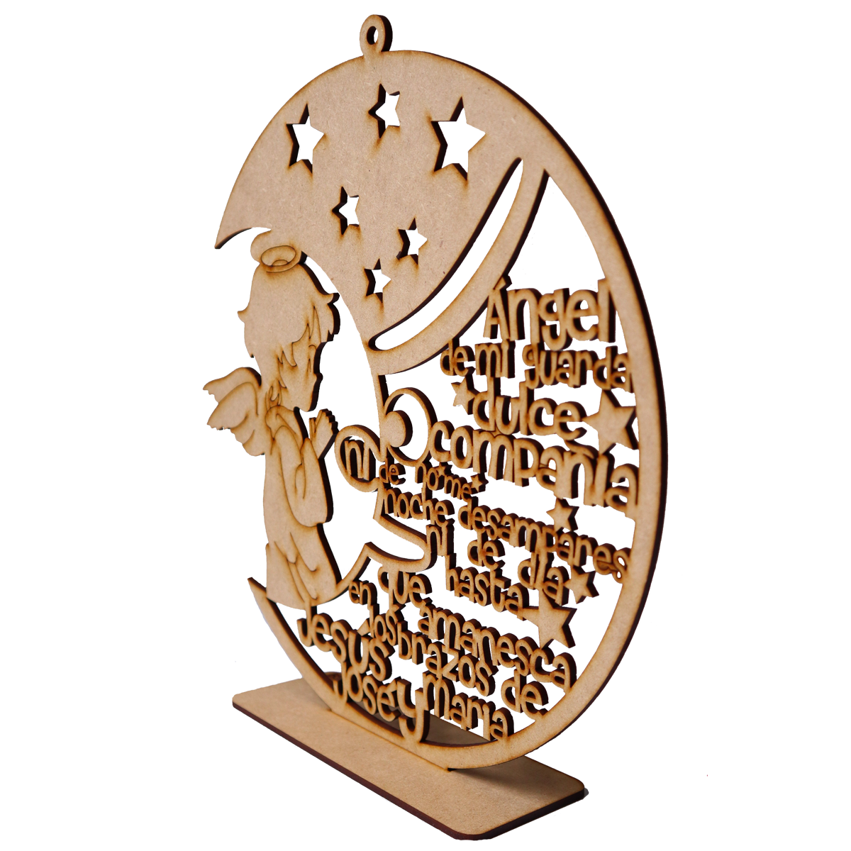 🕊️ Ángel de la Guarda MDF con Oración — Decoración Espiritual para Niños 🛐✨  10pz RB39