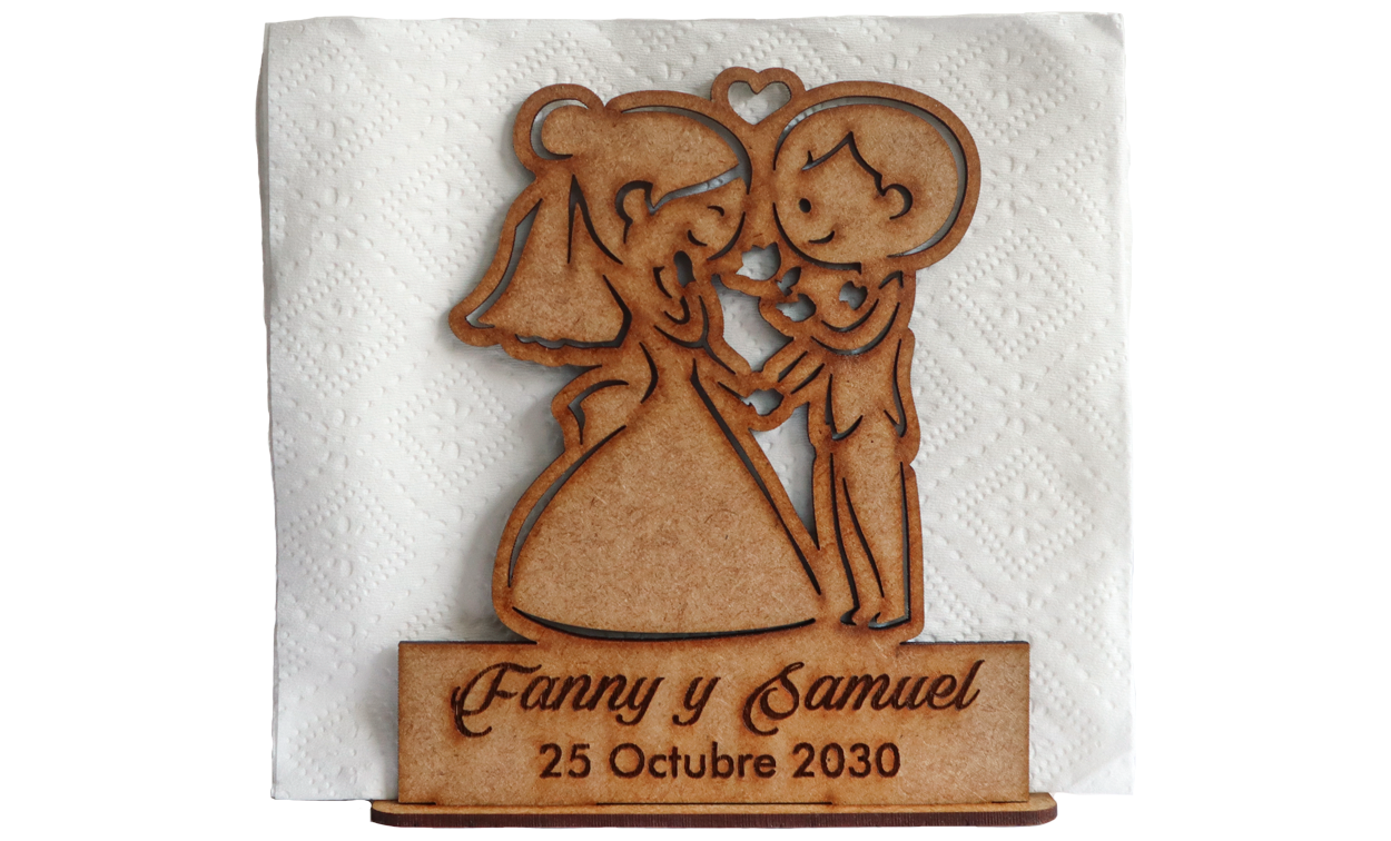 💍✨ Servilletero de Boda Personalizado | Recuerdo con Nombres y Fecha 💒 12pz UE01